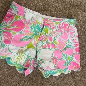 Lilly Pulitzer Pink and Green Floral High Waist Shorts